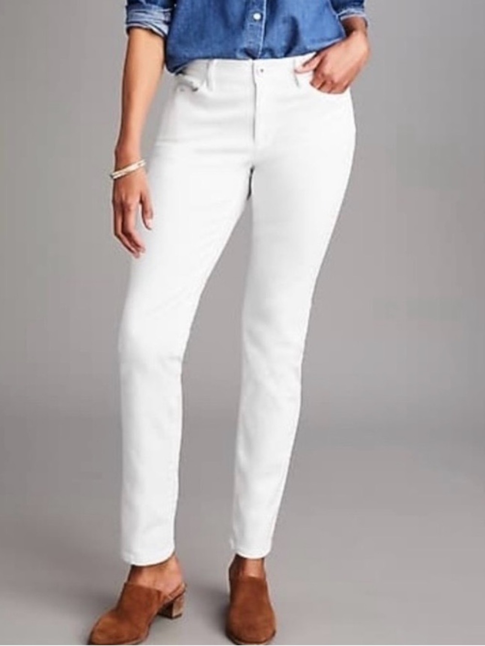 J. Jill Authentic Fit Slim Ankle White Jeans Minimalist Old Money Resort Size 10